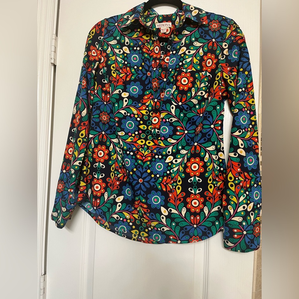 Merona Multicolor Floral Button-Up Blouse - Picture 2 of 4